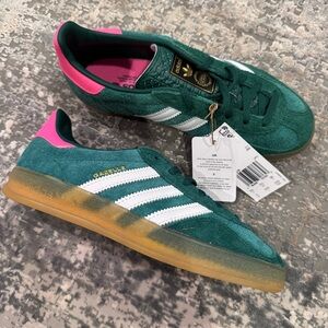 Adidas Gazelle Green and Pink Sneakers